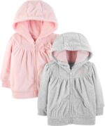 Simple Joys by Carter's Girls' 2-Pack Fleece Full Zip Hoodies - Image 2