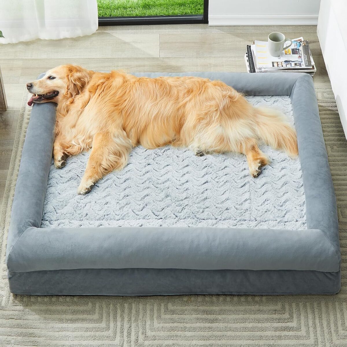 WNPETHOME Giant Dog Bed, Washable Dog Couch with Removable Waterproof Cover, Orthopedic Large Pet Sofa Bed with Bolster Sides for Sleeping - Image 2