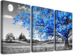 Wall Art For Living Room black and white Blue tree moon Canvas Wall Decor for Home artwork Painting 12" x 16" 3 Pieces Canvas Print For bedroom Decor Modern Salon kitchen office Hang a picture - Image 2
