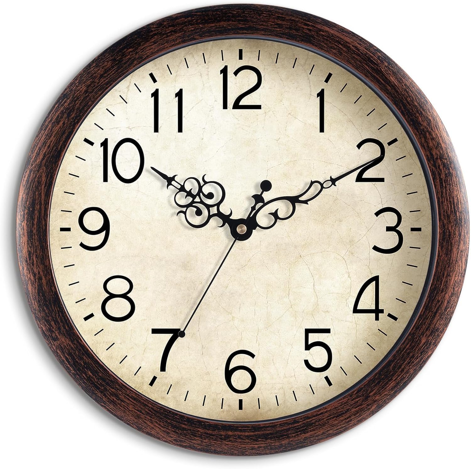 Wall Clock, Vintage Wall Clocks Battery Operated Quartz Silent Non-Ticking 8 Inch Retro Rustic Style Clock Decorative for Kitchen,Bathroom Home Office (Bronze) - Image 2
