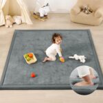 1.3" Thick Baby Play Mat for Floor Playpen, 50x50 Foam Tummy Time Mat, Padded Support Soft Plush Nursery Rug for Infant Kids Toddler Crawling Kick Activity (Dark Grey) - Image 2