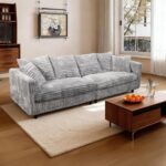 104.3'' Cloud Couch, 4 Deep Seat Convertible Modular Sectional Sofa, Plush Corduroy & Memory Foam Couches with 6 Soft Pillows for Living Room, Apartment (Grey, 104.3'') - Image 2