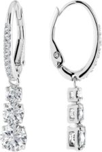 Swarovski Stilla Attract Trilogy Drop Pierced Earrings with White Crystals on a Rhodium Plated Setting with Hinged Closure - Image 3