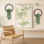 Der Rose 2 Pack Fake Plants Hanging Artificial Succulents Plants in Black Pots for Living Room Bathroom Accessories Boho Farmhouse Wall Decor - Image 3