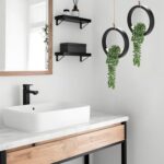 Der Rose 2 Pack Fake Plants Hanging Artificial Succulents Plants in Black Pots for Living Room Bathroom Accessories Boho Farmhouse Wall Decor - Image 5