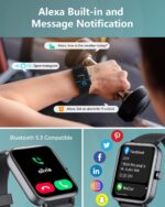 Smart Watches for Women/Men, Smart Watch for Android Phones and iPhone Compatible, Alexa Built-in, 1.8" Fitness Watches for Women, IP68 Waterproof /Bluetooth Call, Heart Rate/Sleep Monitor, Black - Image 4