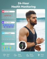 Smart Watches for Women/Men, Smart Watch for Android Phones and iPhone Compatible, Alexa Built-in, 1.8" Fitness Watches for Women, IP68 Waterproof /Bluetooth Call, Heart Rate/Sleep Monitor, Black - Image 6