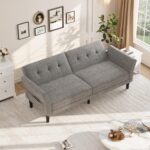 GarveeHome 89 in Futon Sofa Bed, Convertible Sleeper Sofa with Adjustable Backrest & Armrest, Modern Loveseat Sleeper for Living Room Bedroom Apartments, Grey - Image 4