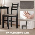 HOMCOM 5-Piece Dining Table Set for 4 with Solid Wood Frame, Farmhouse Kitchen Table Set with 4 Upholstered Padded Chairs for Small Space, Dining Room, Breakfast Nook, Black - Image 5