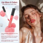 Dmsky 12 Pack Lip Gloss Set, 6 Colors Shiny Soft Lip Gloss Bulk, Lip Oil for Dry Cracked Lips Moisturizing Nourishing,Lip Stain With Rich Varied Colors For Girls and Women Makeup - Image 6