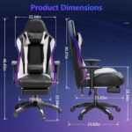 Mr IRONSTONE Massage Gaming Chair 7-Point, Office Chair with Footrest and Lumbar Support, Adjustable Seat Height Ergonomic, 175° Reclining Max, Black - Image 3