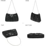 Dasein Elegant Pleated Evening Bag Soft Vegan Leather Clutch Purse Dressy Formal Handbag with 2 Chain Straps for Women - Image 4