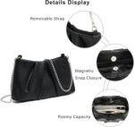 Dasein Elegant Pleated Evening Bag Soft Vegan Leather Clutch Purse Dressy Formal Handbag with 2 Chain Straps for Women - Image 7