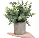 Flojery Mini Potted Plants Artificial Eucalyptus Boxwood Rosemary Faux Herbs Small House Plants 8.3"-9" Tall for Indoor Greenery Tabletop Décor Centerpiece (Sprayed Eucalyptus) - Image 3