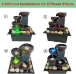 Small Tabletop Waterfall Fountain Zen Meditation Fountain Indoor Desktop Water Fountain with LED Light and Natural River Rocks for Office Home Bedroom - Image 3