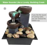 Small Tabletop Waterfall Fountain Zen Meditation Fountain Indoor Desktop Water Fountain with LED Light and Natural River Rocks for Office Home Bedroom - Image 4