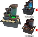 Small Tabletop Waterfall Fountain Zen Meditation Fountain Indoor Desktop Water Fountain with LED Light and Natural River Rocks for Office Home Bedroom - Image 5