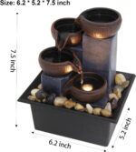 Small Tabletop Waterfall Fountain Zen Meditation Fountain Indoor Desktop Water Fountain with LED Light and Natural River Rocks for Office Home Bedroom - Image 6