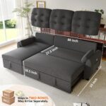Ucloveria Sleeper Sofa Bed, 86" Convertible Sectional Sofa Couches for Living Room, Pull Out Couch Bed with Reversible Storage Chaise | USB Ports | Side Pockets | Removable Backrest - Image 3