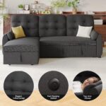 Ucloveria Sleeper Sofa Bed, 86" Convertible Sectional Sofa Couches for Living Room, Pull Out Couch Bed with Reversible Storage Chaise | USB Ports | Side Pockets | Removable Backrest - Image 6