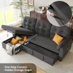 Ucloveria Sleeper Sofa Bed, 86" Convertible Sectional Sofa Couches for Living Room, Pull Out Couch Bed with Reversible Storage Chaise | USB Ports | Side Pockets | Removable Backrest - Image 7