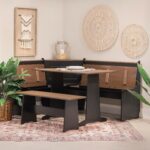 Linon Black and Pecan Breakfast Dining Set Ardmore Nook - Image 5