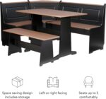 Linon Black and Pecan Breakfast Dining Set Ardmore Nook - Image 25