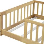 Bellemave Twin Floor Bed with Slats and Safety Guardrails, Kids Montessori Floor Beds with Fence and Without Door, Easy Assemble Floor Bed for Kids, Girls, Boys, Natural - Image 7