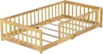 Bellemave Twin Floor Bed with Slats and Safety Guardrails, Kids Montessori Floor Beds with Fence and Without Door, Easy Assemble Floor Bed for Kids, Girls, Boys, Natural - Image 9