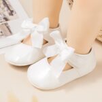 Baby Mary Jane Flats for Girls with Bowknot Cotton Anti Skid Sole Infant First Walker Princess Dress Crib Wedding Shoes - Image 3