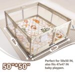 Baby Play Mat, 50x50 Playpen Mat with Super Soft Touch, Activity Mat with Upgraded Anti-Slip Bottom, Machine Washable Crawling Mat for Floor & Picnic(Boho Nature) - Image 3