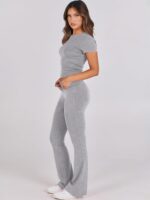 ANRABESS Lounge Sets for Women 2 Piece Foldover Yoga Flare Leggings Pants Crop Tops Casual Y2K Outfits Matching Tracksuit Set - Image 4