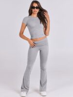 ANRABESS Lounge Sets for Women 2 Piece Foldover Yoga Flare Leggings Pants Crop Tops Casual Y2K Outfits Matching Tracksuit Set - Image 8