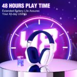 Wireless Gaming Headset for PS5, PS4, PC, Mac, Switch, Bluetooth Over-Ear Headphones with Detachable and Built-in Mics, Low Latency, Lightweight, Noise Isolation, 48H Battery - Image 5
