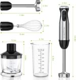 Bonsenkitchen 4-in-1 Immersion Blender Handheld, 20 Speeds Hand Blender with Turbo Mode, Stainless Steel Blade, Egg Whisk, Beaker & Chopper Bowl, Stick Mixer for Soup, Smoothie, Puree, Baby Food - Image 8