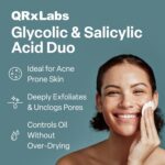 QRxLabs Salicylic & Glycolic Acid Pads (2% Salicylic & 10% Glycolic) - 50 Count Jar - Exfoliating Pads for Acne & Bacne Treatment with Vitamins B5, C & E & Calendula & Green Tea - Image 3