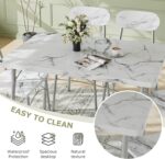 VECELO Dining Table Set for 4, 5-Piece Kitchen Table with 4 Chairs, MDF Board Tabletop with Metal Frame for Small Space, Compact Dinette, Breakfast Nook, White - Image 6