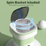 Portable Washing Machine, 7L/12L Upgraded Mini Washing Machine, Suitable for Small Clothes, Foldable Laundry Machine, Ideal for Dorm, Home, Hotel, Camping and Travel (Green, 12L) - Image 7