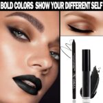 CAHIUYOA Black Matte Lipstick Lip Liner Set,Liquid Lipstick Lip Gloss Smudge Proof for Halloween Cosplay Goth Makeup,Waterproof and Long Lasting Black Lip Liner and Lipstick Set - Image 3