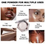 Pearl White Shimmer Glitter Highlighter Highlight Makeup Contour Powder,Silver Face Highlighter, Highlighter+Makeup iluminadores Illuminator Make Up (Shiny Silver) - Image 3