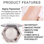 Pearl White Shimmer Glitter Highlighter Highlight Makeup Contour Powder,Silver Face Highlighter, Highlighter+Makeup iluminadores Illuminator Make Up (Shiny Silver) - Image 5