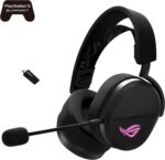 ASUS ROG Pelta Wireless Gaming Headset with Detachable Mic – Tri-Mode (BT, 2.4GHz, USB-C) 50mm Titanium-Plated Drivers, 70Hr Battery, Ergonomic, Lightweight, for PC, PS5, PS4, Switch, Mobile - Black - Image 3