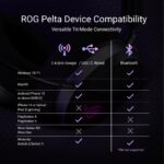 ASUS ROG Pelta Wireless Gaming Headset with Detachable Mic – Tri-Mode (BT, 2.4GHz, USB-C) 50mm Titanium-Plated Drivers, 70Hr Battery, Ergonomic, Lightweight, for PC, PS5, PS4, Switch, Mobile - Black - Image 11