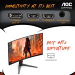 AOC CQ27G4H 27" Curved Gaming Monitor, QHD 2K 2560x1440, 1500R VA, 180Hz 0.5ms, AMD FreeSync Premium, Height Adjustable Stand, Xbox PS5 Switch Compatiable, 3-Year Zero-Bright-dot - Image 6