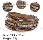 Fesciory Leather Wrap Bracelets for Women, Boho Leopard Multi-Layer Crystal Beads Cuff Bracelet Jewelry - Image 6