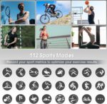 aycy Smart Watch for Men Women Bluetooth Call, 1.85" HD Touch Screen Fitness Watch with Sleep Heart Rate Monitor, 112+ Sports Modes, IP68 Waterproof Activity Trackers for Android iOS, Black - Image 4