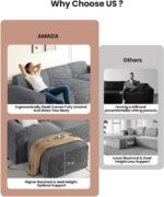 Amada 80" L Shaped Sofa Modular, Corduroy Clopud Couches with Deep Seats &High-Back, Upholstered Couches for Living Room Bedroom with Ottoman, No Assembly Required(2-Seater&1 Ottoman,Grey) - Image 5