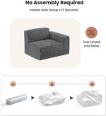 Amada 80" L Shaped Sofa Modular, Corduroy Clopud Couches with Deep Seats &High-Back, Upholstered Couches for Living Room Bedroom with Ottoman, No Assembly Required(2-Seater&1 Ottoman,Grey) - Image 7