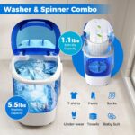 COSTWAY Mini Portable Washing Machine, 5.5 lbs Capacity, Compact Laundry Washer with Spin Tub & Drain Hose, Perfect for Apartment Dorms RV Home (Blue) - Image 3
