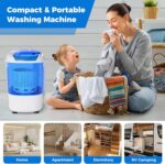 COSTWAY Mini Portable Washing Machine, 5.5 lbs Capacity, Compact Laundry Washer with Spin Tub & Drain Hose, Perfect for Apartment Dorms RV Home (Blue) - Image 5
